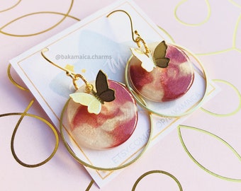 Butterfly Circle Earrings || Resin