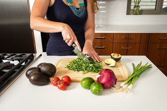 Large Organic Natural Bamboo Cutting Board Premium Wood Chopping Board 17 X  12 Antimicrobial Cutting Board 