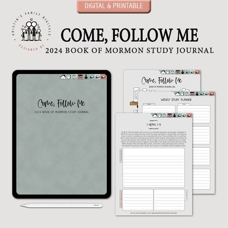 2024 Come, Follow Me BOOK OF MORMON Study Journal Digital Notebook