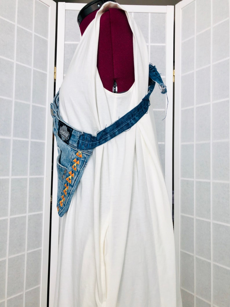 Upcycled Tribal Hip /& Crossbody denim bag