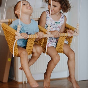 Double crochet swing, handmade kids swing, baby double indor swing, baby swing, doppelschaukel, dubbel gunga, swing for twins