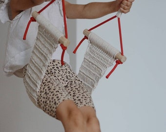 Toddler crochet handmade swing, kids indoor rope swing, cotton rope crochet kids swing