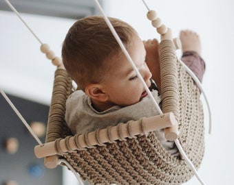 Altalena per bambini, altalena per bambini, sedia altalena per bambini fatta a mano all'uncinetto, sedia amaca, regalo per la doccia per bambini, altalena interna, altalena all'uncinetto in corda di cotone,schaukel