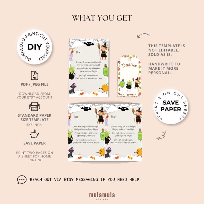 Halloween Switch Witch Letter for Kids, Trick or Treat Candy Swap Note ...