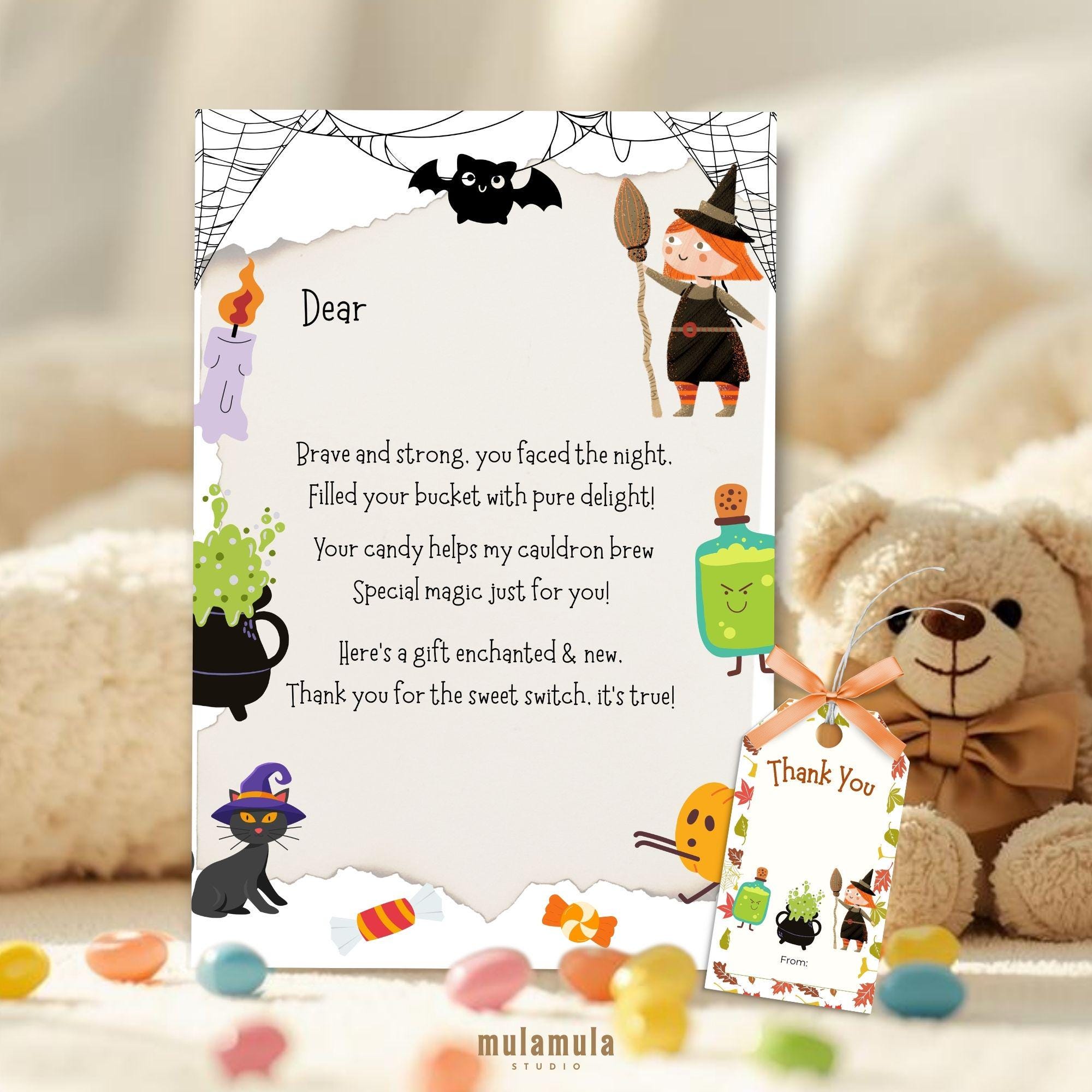 Halloween Switch Witch Letter for Kids, Trick or Treat Candy Swap Note ...