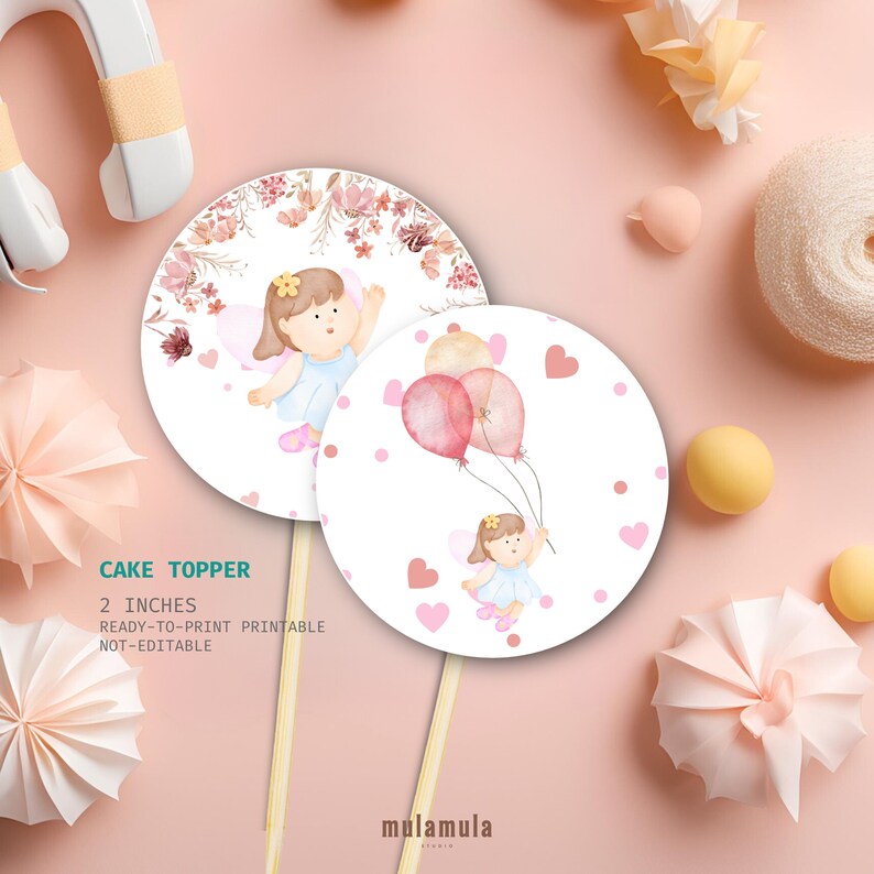 Fairy Cake Topper Fairy Party Printable Cake Topper Spring Flower Fairy ...