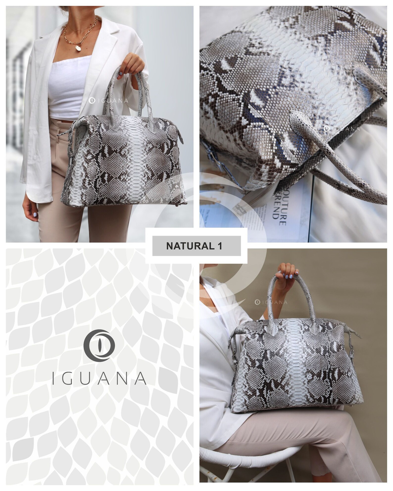 Genuine Python leather tote bag . Real Snake skin designer | Etsy