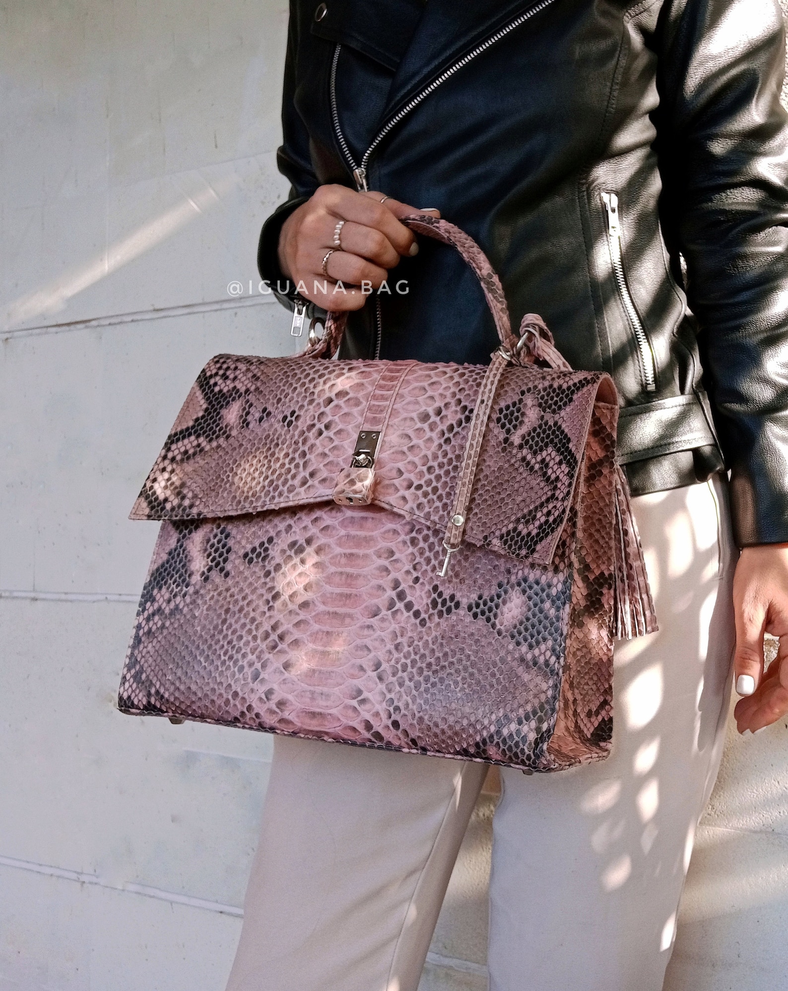 Genuine Python pink handbag Exotic Snakeskin leather Womens | Etsy