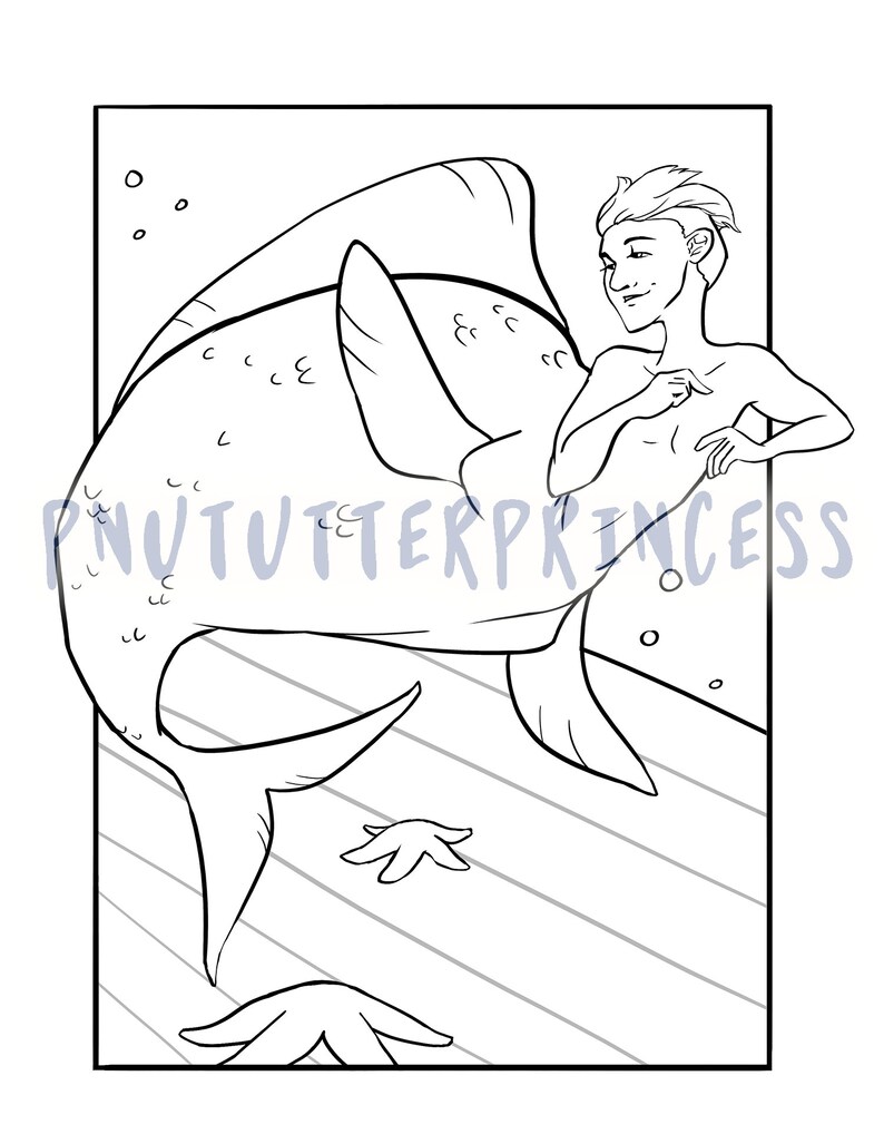 Merman Printable Coloring Page - Etsy