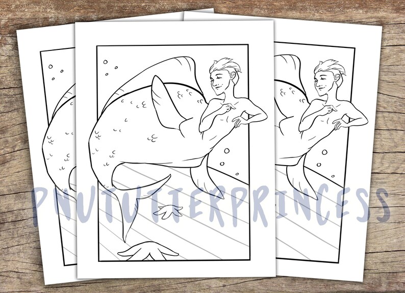 Merman Printable Coloring Page - Etsy