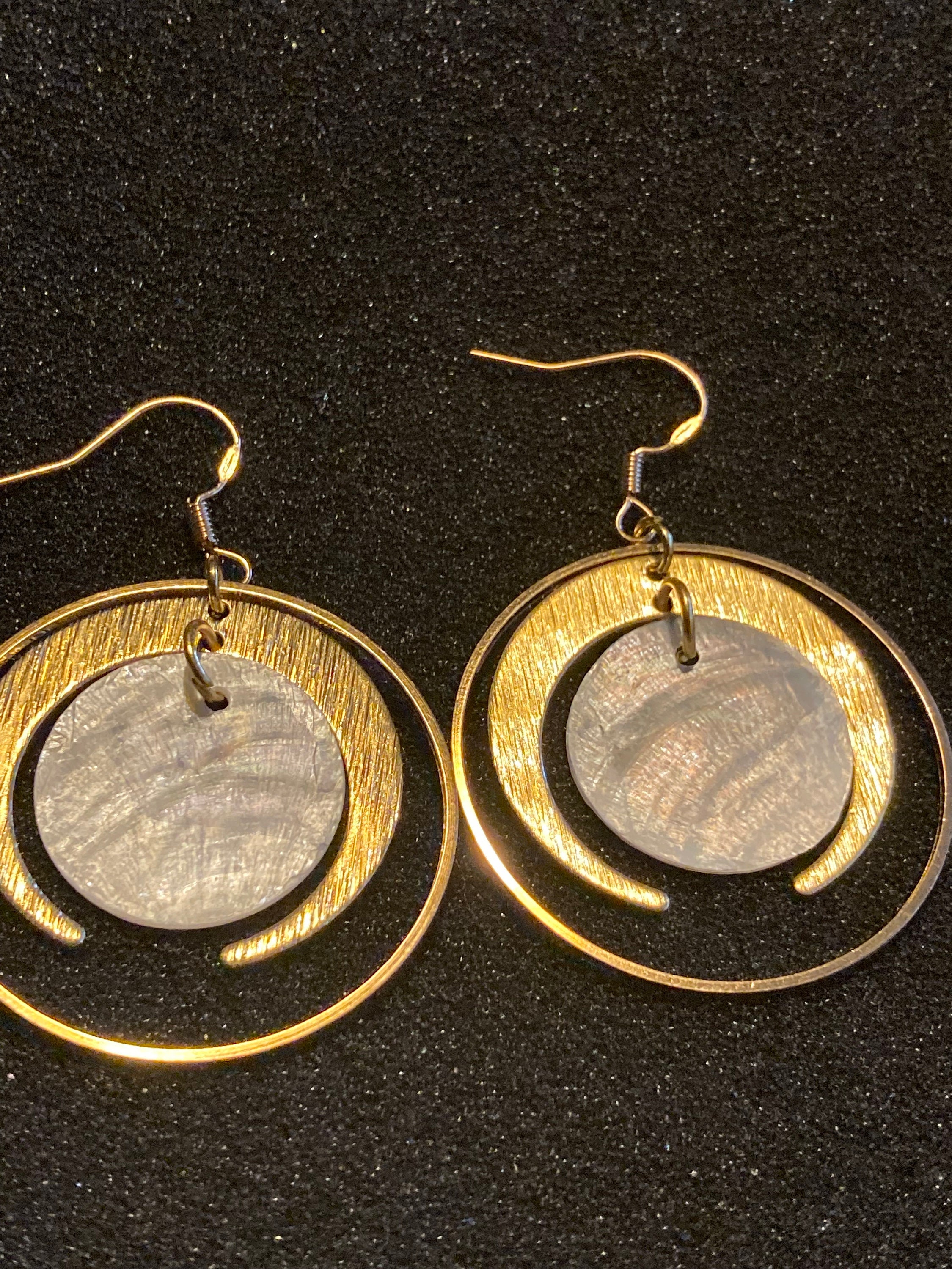 Philippine Capiz Shell Sterling Silver Gold Drop Earrings. - Etsy