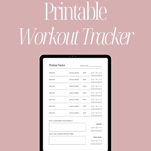 Workout tracker log fitness weight loss exercise Printable download PDF