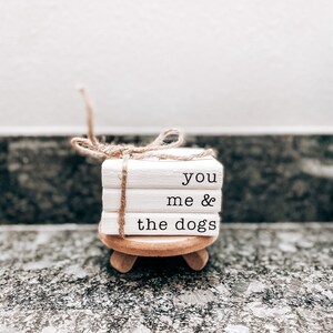 You me and the dogs farmhouse wooden mini bookstack books tiered tray gift decor book stack