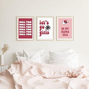 University of Alabama, roll tide, bama, Tuscaloosa Digital Prints, Set of 3, Apartment, Dorm, Bachelorette Party, House Decor, Bedroom, Cute