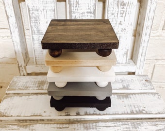 Farmhouse wooden riser pedestal tiered tray home decor display plant stand candle holder gift