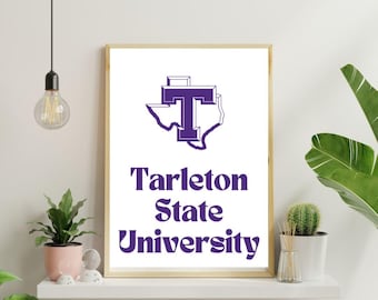 Lámina decorativa de la residencia universitaria de Tarleton State University, con el tema de los Texans (descarga digital).