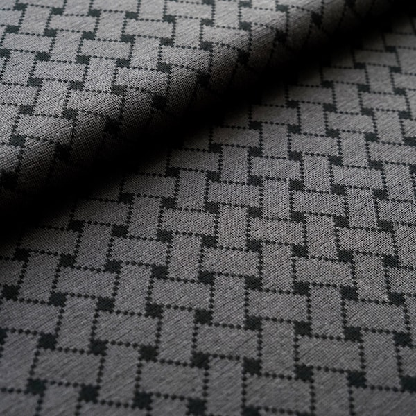 Organic cuddly jacquard by Stoffonkel braided pattern grey-black (GOTS) 0.50 cm