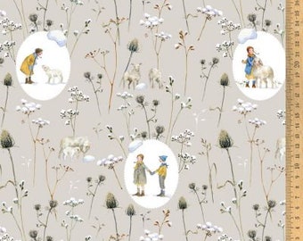 BW fabric Oval winter children + sheep 145 cm wide Daniela Drescher Acufactum