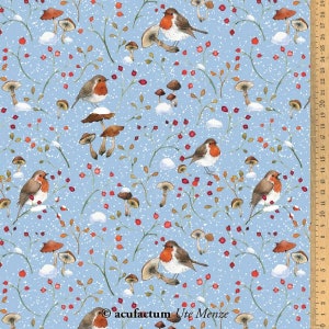 Cotton fabric robin in the snow width 145 cmSophia Drescher Acufactum