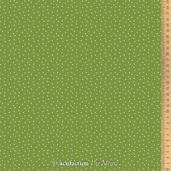 Acufactum cotton fabric polka dots olive green/white 145 cm wide