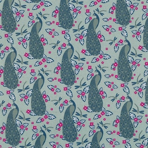 Westphalia fabric series Bangkok with peacock 0.50 cm x 150 cm 010505232