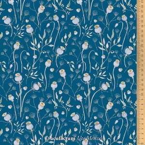 Cotton fabric poppy dark petrol 145 cm wide 0.5 m Design Victoria Egert Acufactum