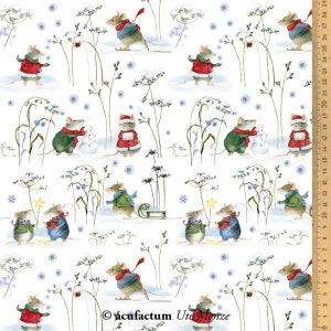 Acufactum cotton fabric winter mice 145 cm wide 0.5 m design Daniela Drescher