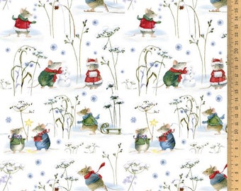 Acufactum cotton fabric winter mice 145 cm wide 0.5 m design Daniela Drescher