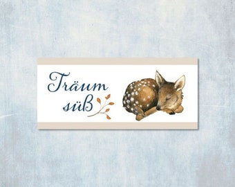 5 woven labels sweet dreams deer design Daniela Drescher size 2 x 5.7 cm