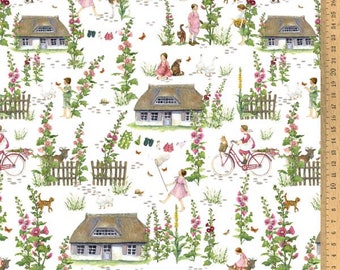 BW fabric summer village 145 cm wide Daniela Drescher Acufactum