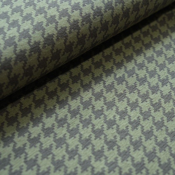 Organic cuddly jacquard by Stoffonkel Houndstooth olive green - moss (GOTS) 0.50 cm