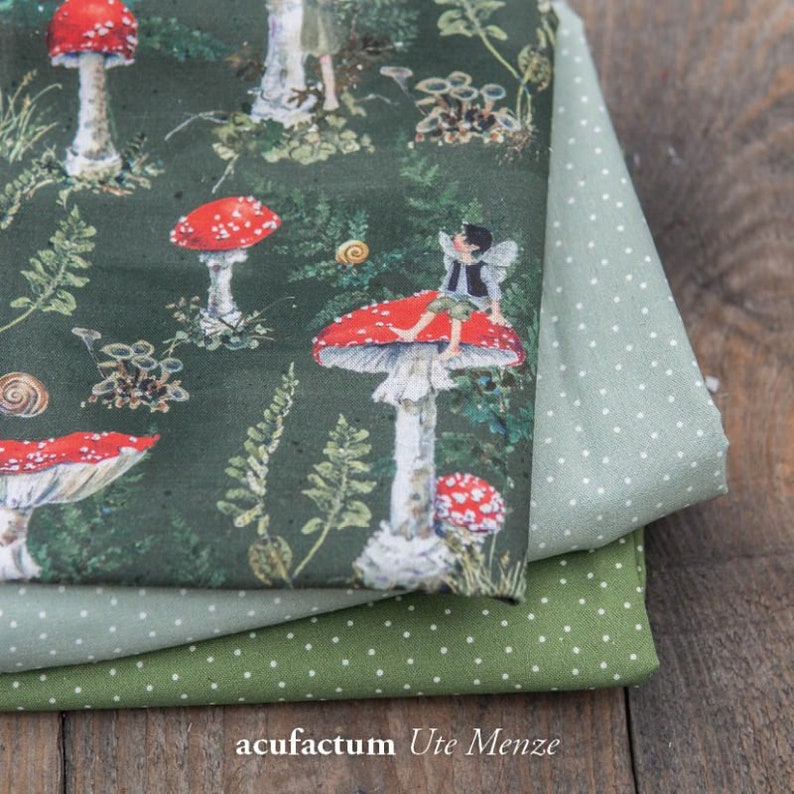 Cotton fabric toadstools with elves width 145 cm Daniela Drescher Acufactum image 3