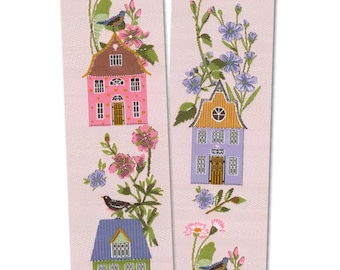 Acufactum woven ribbon houses and flowers 30 mm wide