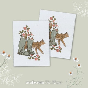 5 Patches  Stiefel und Katze  50 x  40mm Design S. Drescher