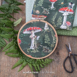 Cotton fabric toadstools with elves width 145 cm Daniela Drescher Acufactum image 2