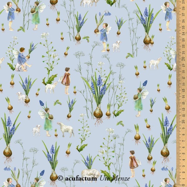 Acufactum cotton fabric spring fairy blue 0,50 m Design by Daniela Drescher