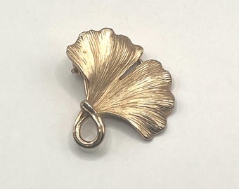 Vintage Napier Ginkgo Leaf Brooch Gold over Sterling Mid-century jewelry MCM
