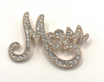 Vintage Monet Brooch Gold with Clear Rhinestones