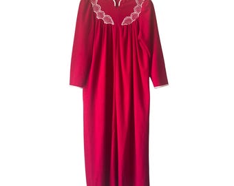 Vintage Velour Appel Housecoat in Red with White Detail Stitching *READ*