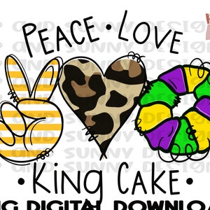 Mardi Gras King Cake / Paz / Amor / King Cake / Descarga digital PNG / Diseño de sublimación