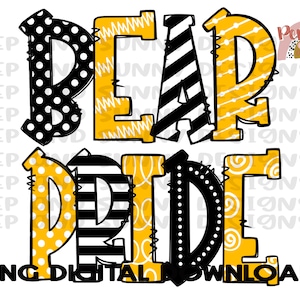 Bears | Bear Pride | Doodle Design | Spirit Tee Design | PNG Digital Download | Sublimation Design