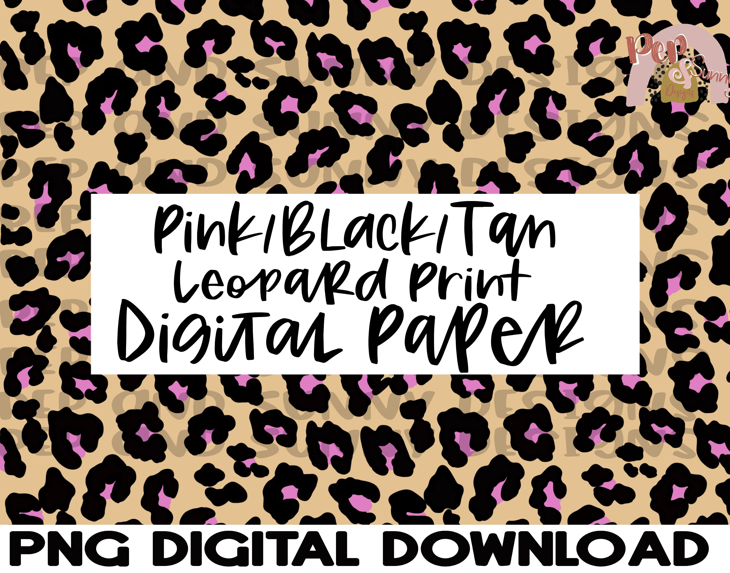 Pink Black Tan Leopard Digital Paper | Leopard | Hand Drawn | PNG ...