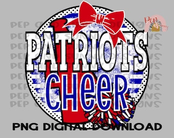 Patriots Cheer | Cheer Team Design | Dance Team Design | Megaphone | Bow | PNG Digital Download | Sublimation Design