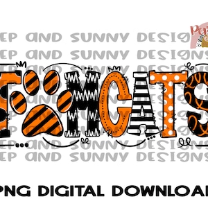 Tomcats | Doodle Design | Spirit Tee | PNG Digital Download | Sublimation Design