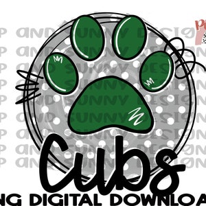 Cubs | Paw Print | Paw | Spirit Tee | Polka Dots Circle Design | PNG Digital Download | Sublimation Design