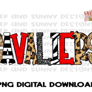 Cavaliers | Doodle Design | Leopard | Glitter | Spirit Tee | PNG Digital Download | Sublimation Design