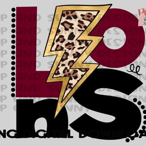 Lions | Leopard Lightning Bolt | Spirit Tee | PNG Digital Download | Sublimation Design