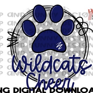 Wildcats Cheer | Spirit Tee | Polka Dots | Paw Print | PNG Digital Download | Sublimation Design