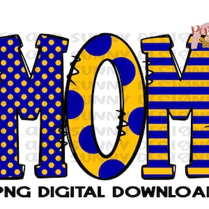 Mom | Doodle Design | Polka Dots and Stripes | PNG Digital Download | Sublimation Design