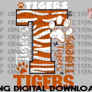 Tigers Burnt Orange | Collage | PNG Digital Download | Sublimation Design